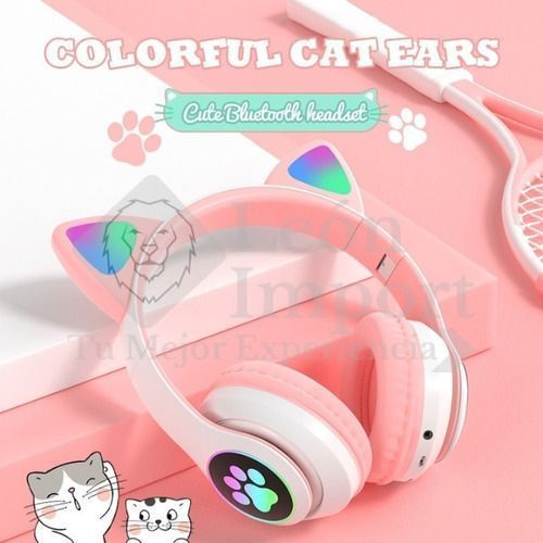 Audífonos Inalámbricos Cat Gato Rosa Luces Rgb-4