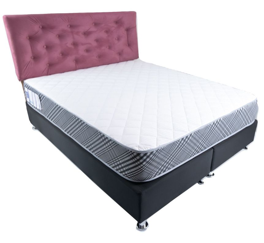 Cama Americana Full + Colchon de resortes + Respaldo Palo Rosa Pmetal-0