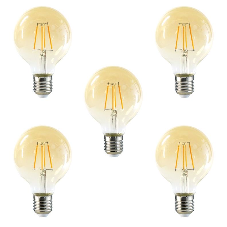 Pack 5 Ampolleta Globo LED E-27 Filamento 6W G80 SEC-0