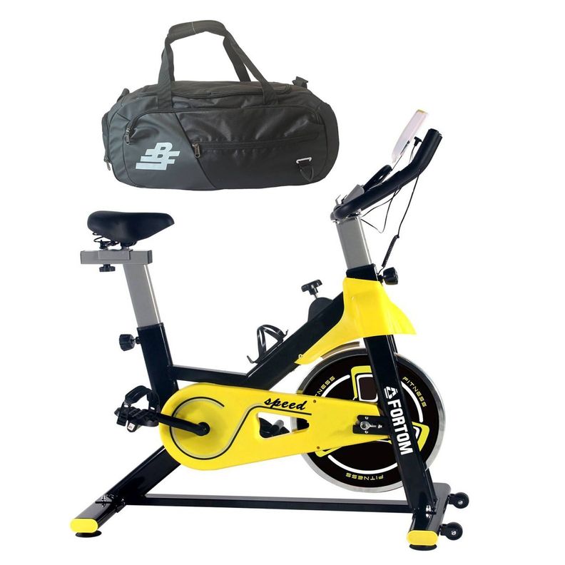Bicicleta Spinning  Black/Yellow + Bolso Deportivo -0
