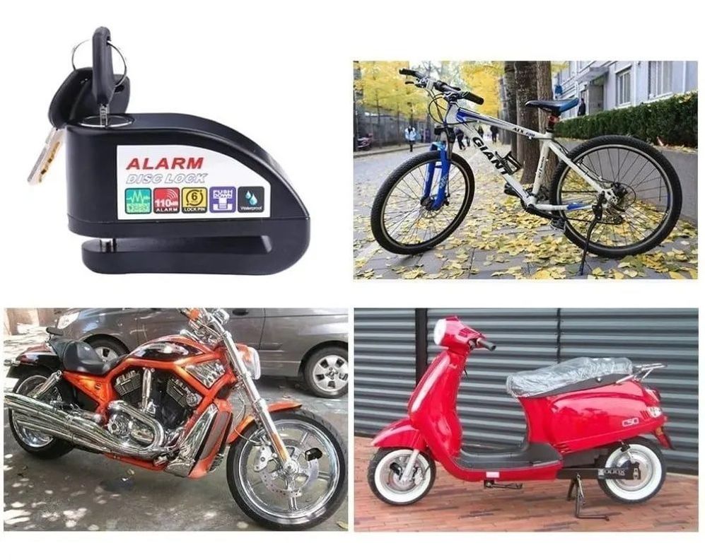 Candado Freno Disco Moto Bici Alarma Bloqueo Antirrobo-7