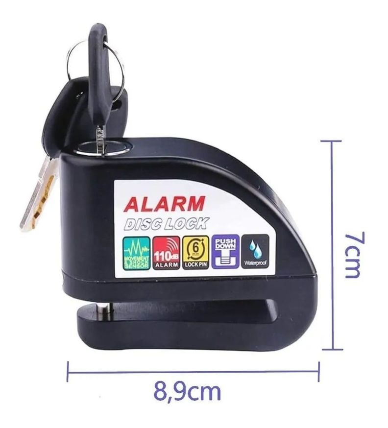 Candado Freno Disco Moto Bici Alarma Bloqueo Antirrobo-5