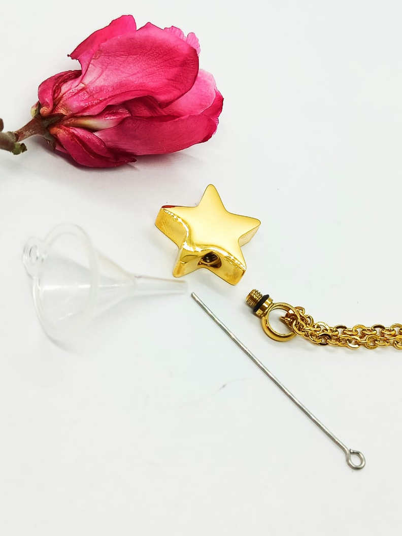 Cadena Colgante Urna Cremacion Estrella chapado en oro 18kl-4