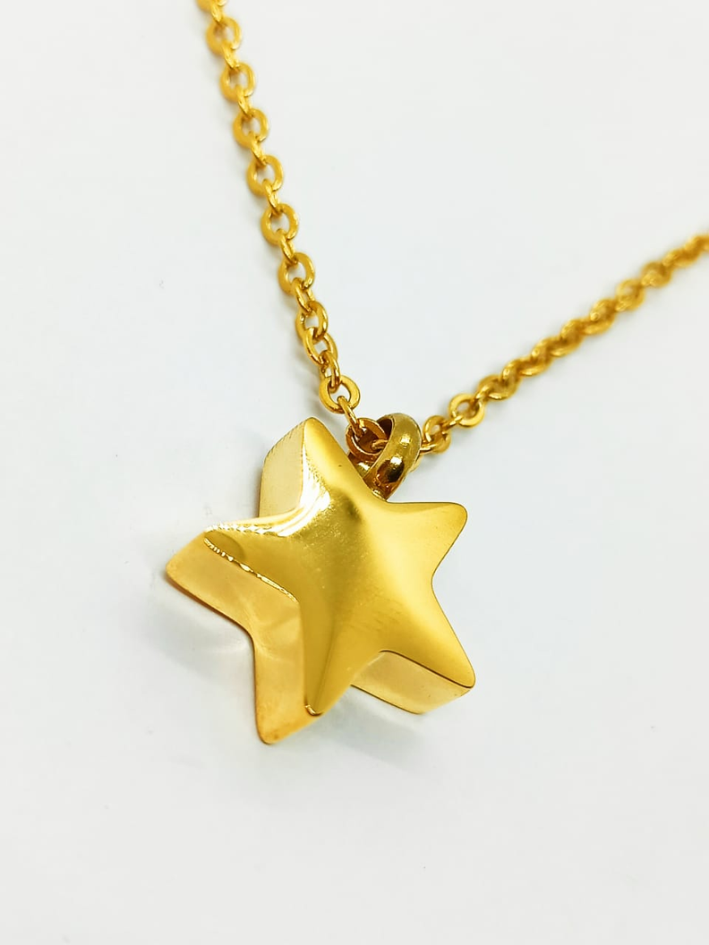 Cadena Colgante Urna Cremacion Estrella chapado en oro 18kl-1