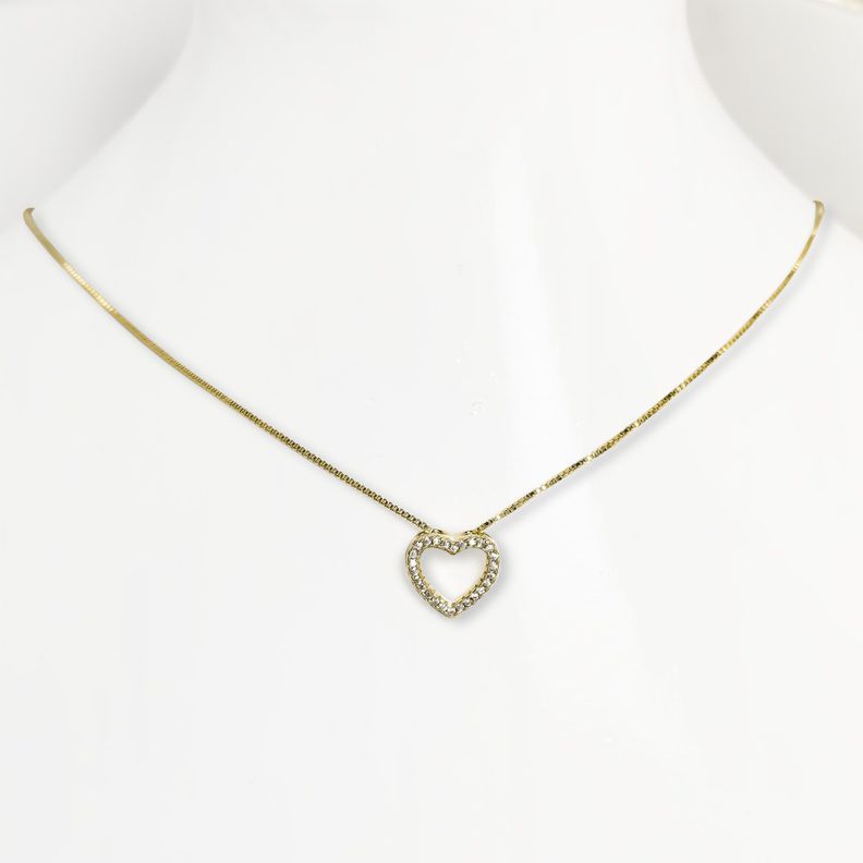 Collar Corazón Circón Enchapado Oro 18K 44cm-0