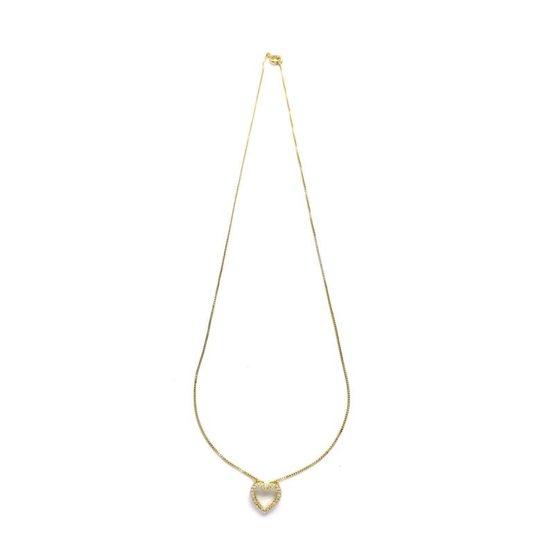 Collar Corazón Circón Enchapado Oro 18K 44cm-2