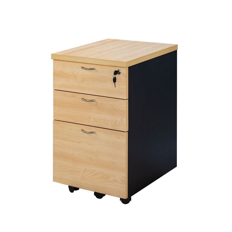 Cajonera Kardex Móvil Laminado Compacto con Llave. Color Maple y Grafito-2