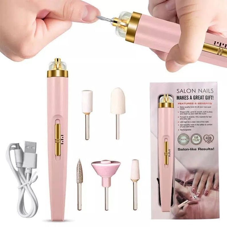 Pulidor Torno Esmeril De Uñas Recargable Usb Portatil Fresas-4