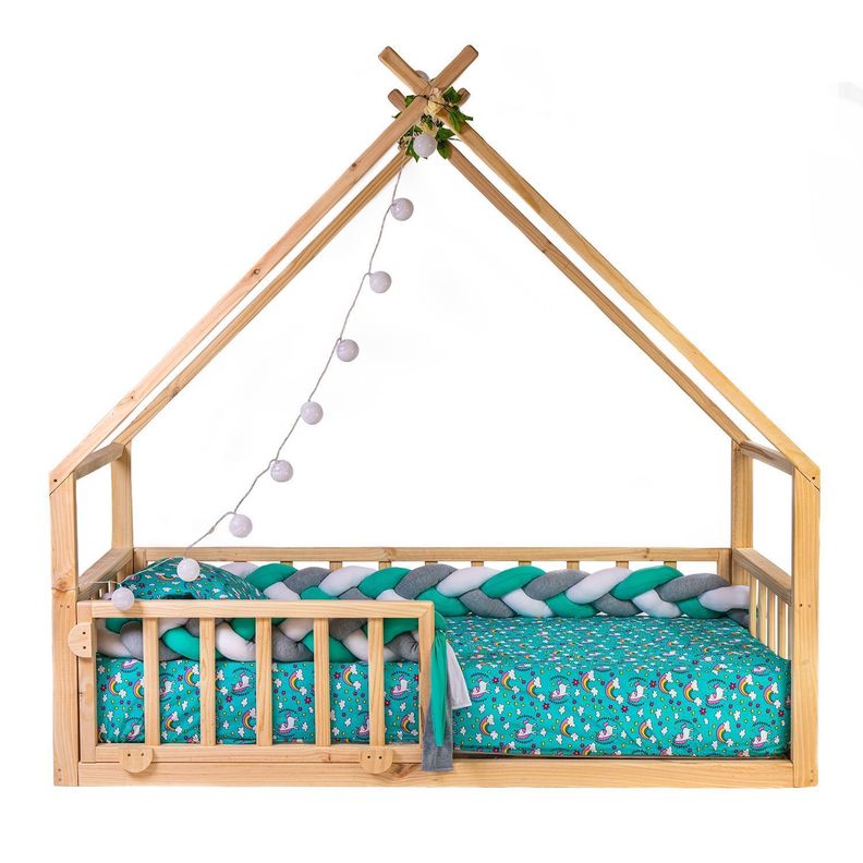 Cama infantil, Cama casa frontal bv barandas - 1,5 Plaza-0