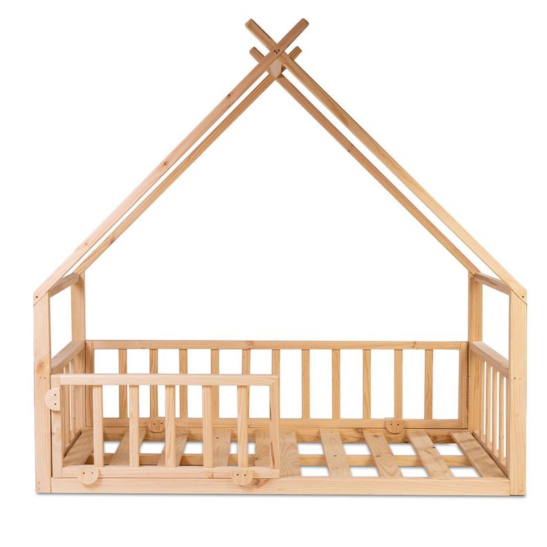 Cama infantil, Cama casa frontal bv barandas - 1,5 Plaza-1