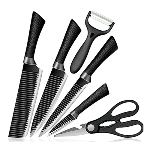 Set De Cuchillos Incluye Tijera Y Pelapapas X6 Und Negro