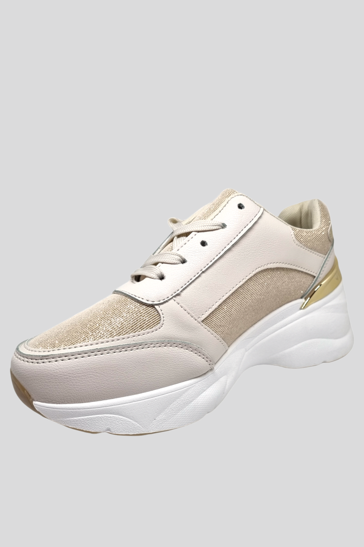 Zapatilla casual dama Beige Brillos-1
