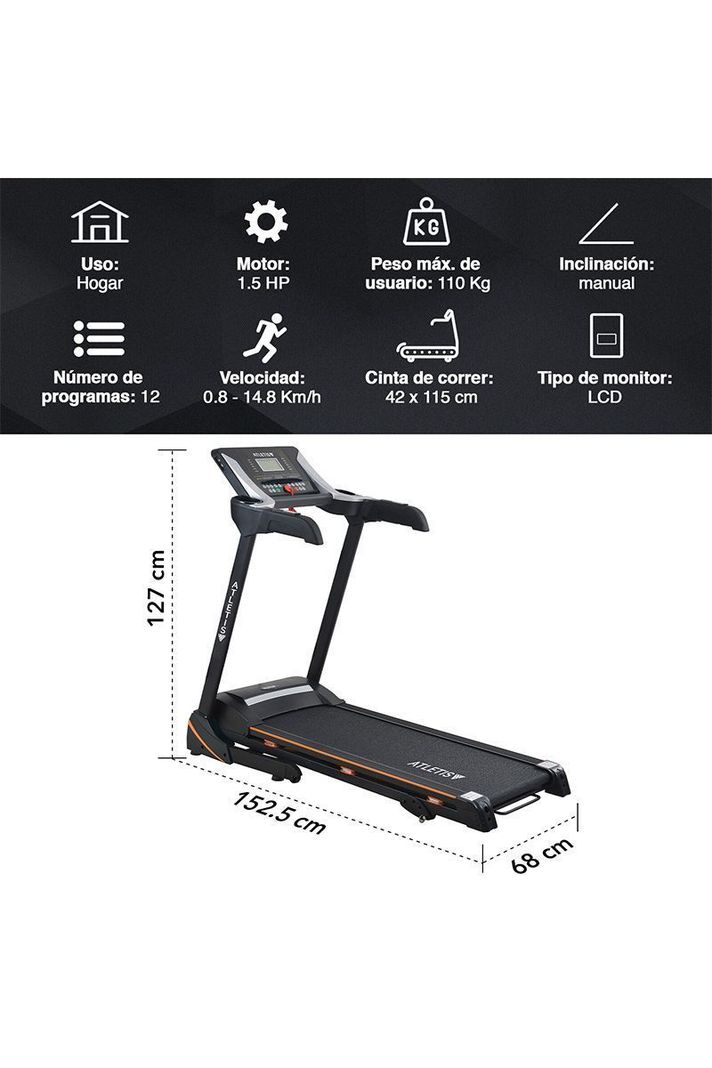 Trotadora Atletis Fit B816 MP3 USB Negro-5