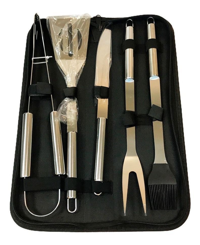 Set De 5 Piezas Para Asado Parrilla Pinza-0