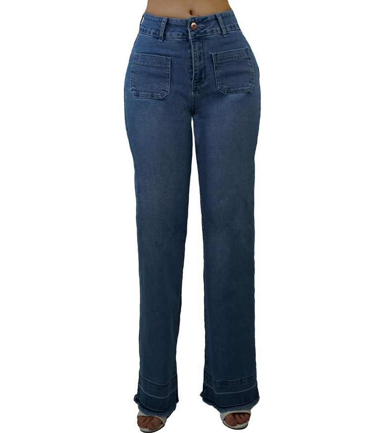 Jeans wide leg tiro alto -0