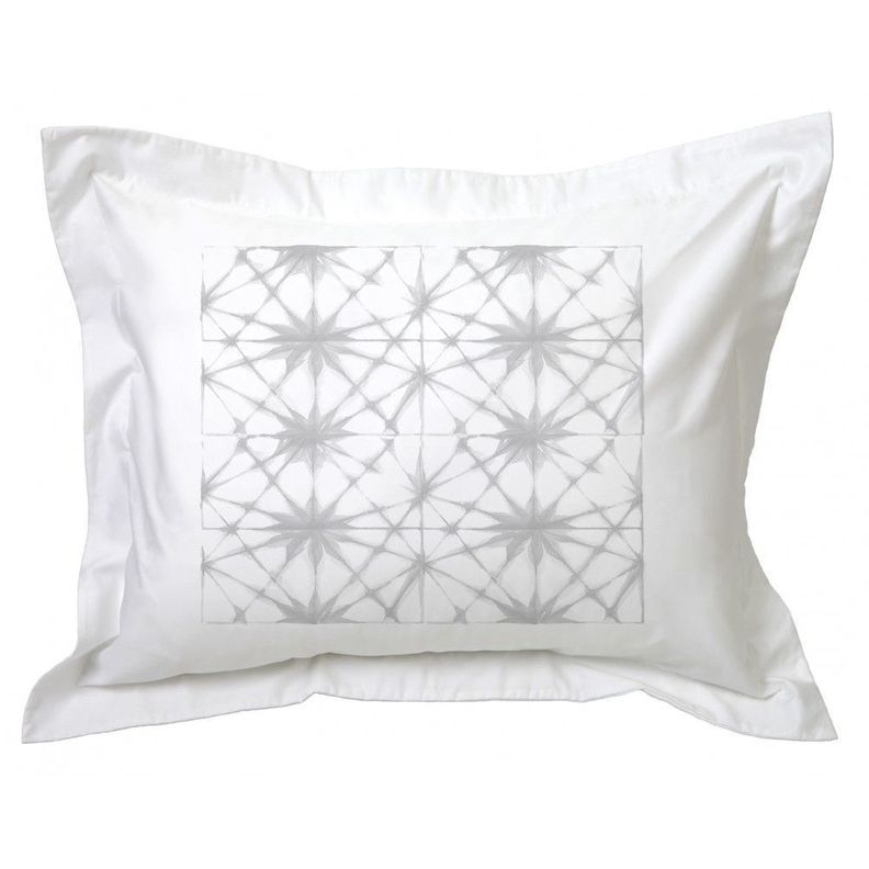 Funda de Almohada Shibori Estrella Gris Blanco