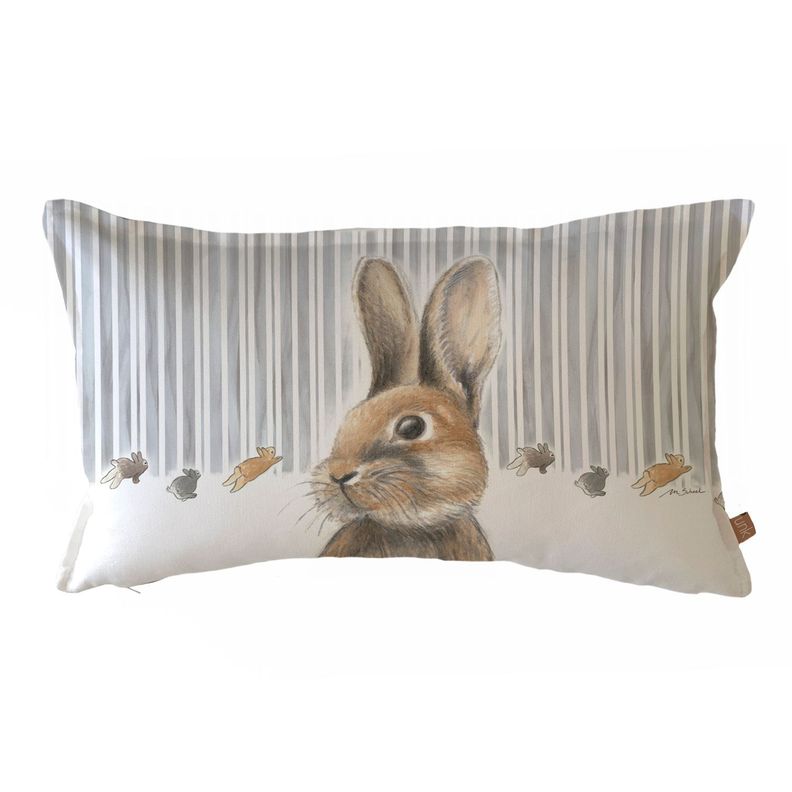 FUNDA COJIN ALGODON PEDRO RABBIT Y CONEJITOS 50X30 Diseno 1