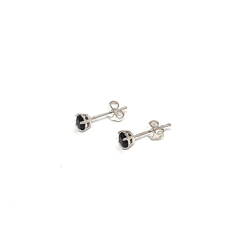Aros Circon Negro 4mm Plata Fina 925