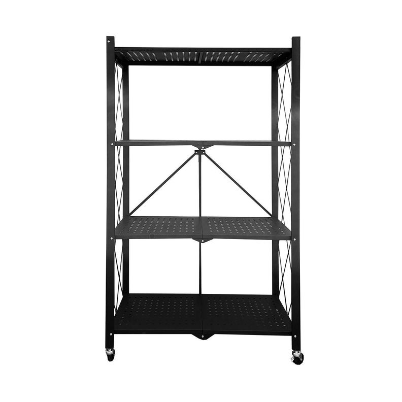 Estante  Plegable con Ruedas 4 niveles Negro-2