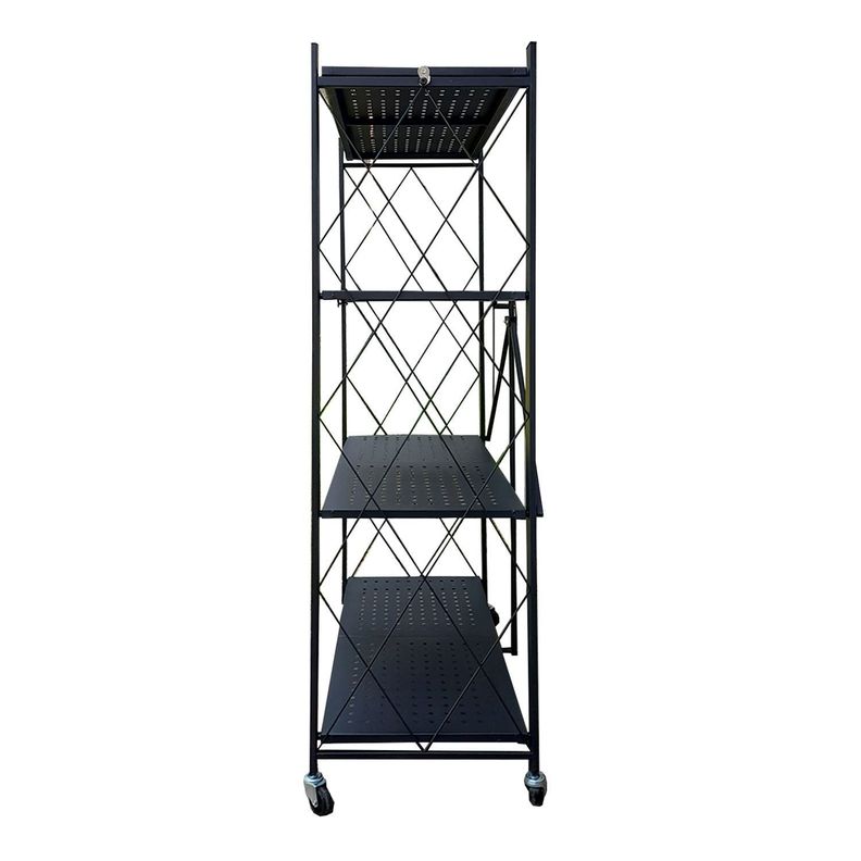 Estante  Plegable con Ruedas 4 niveles Negro-1