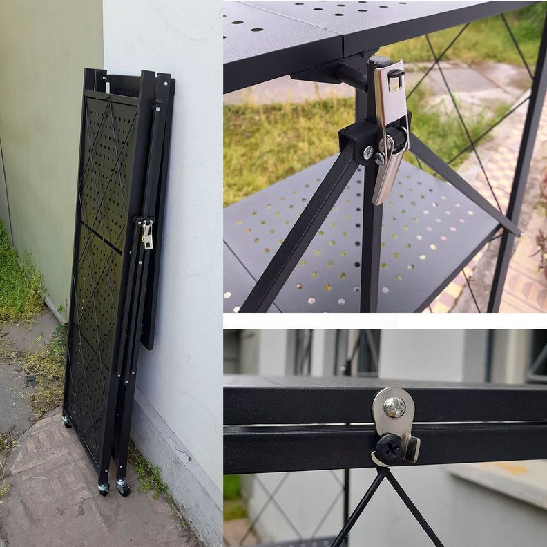 Estante  Plegable con Ruedas 4 niveles Negro-3