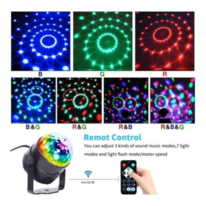 Bola De Luces Led Láser Disco Multicolor Con Contr-3