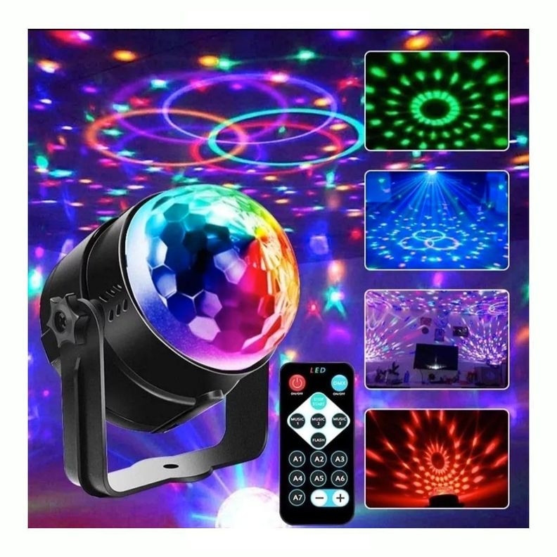 Bola De Luces Led Láser Disco Multicolor Con Contr-5