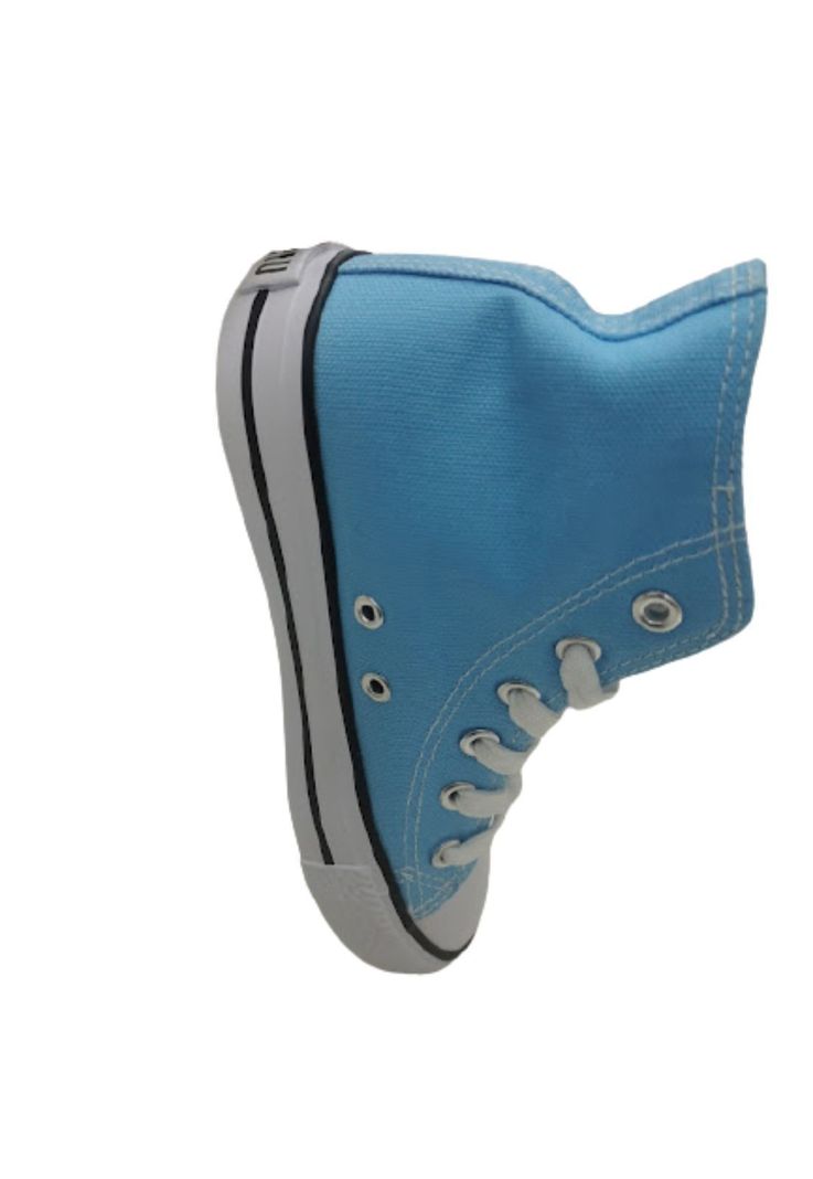 Zapatillas Lona Con Caña Celeste-3