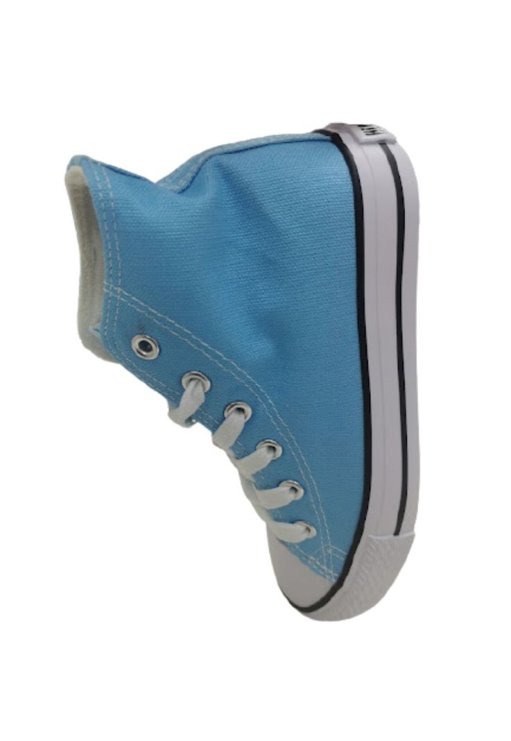 Zapatillas Lona Con Caña Celeste-2