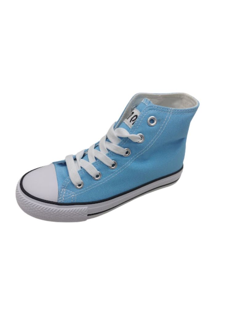 Zapatillas Lona Con Caña Celeste-0