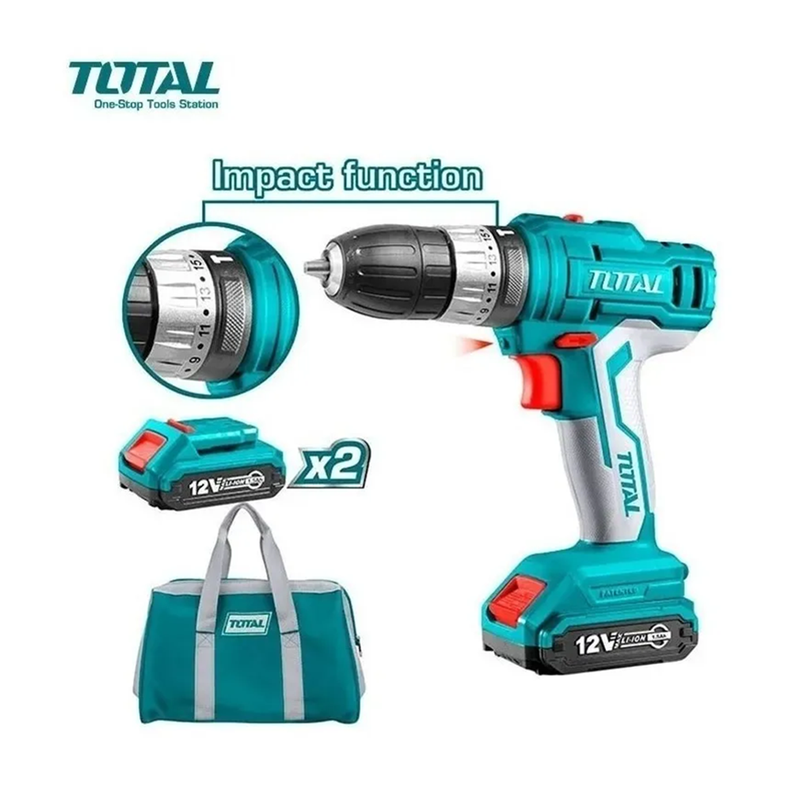 Taladro Atornillador Impacto 12v 10mm 2 Bat+ Carg-2
