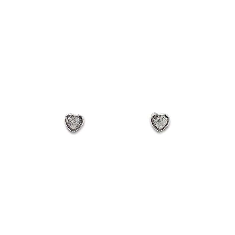 Aros Corazon 6mm Circon Blanco Plata Fina 925