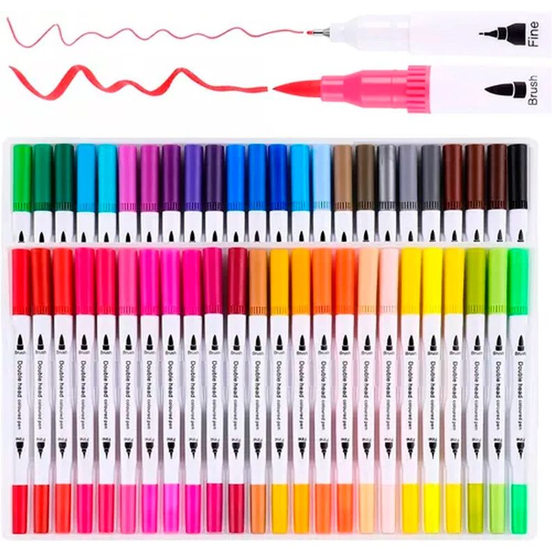 48 Marcadores De Doble Punta Tipo Pincel Colores
