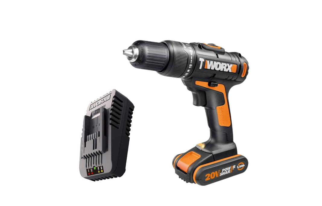 Taladro Percutor Inalámbrico Worx 13 Mm 20v + Bat + Cargador-0
