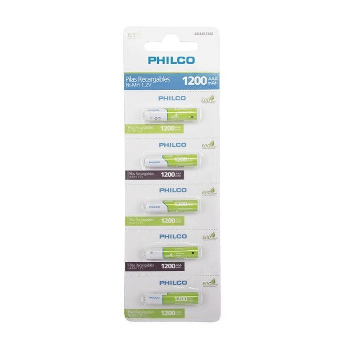 Pack 5 Pilas Recargables AAA Philco 1200mha-0