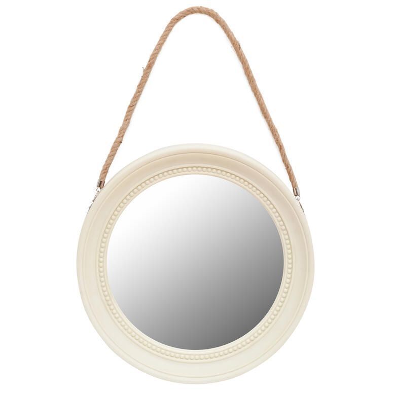 Espejo redondo Ø33 cm. con soga crema Unico-0