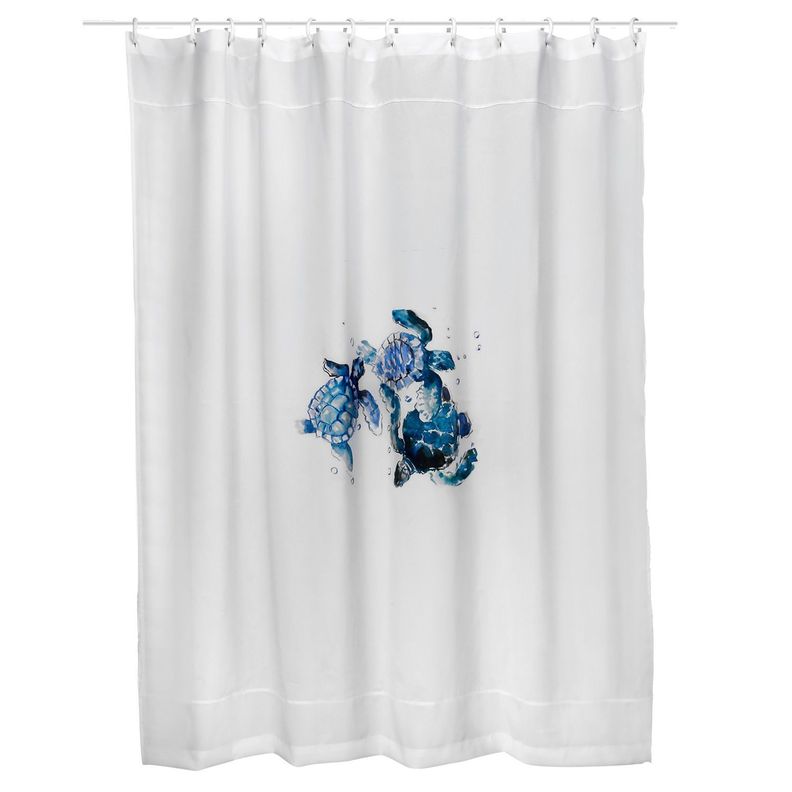 Cortina para Baño Estampada Tortuguitas con Forro-0