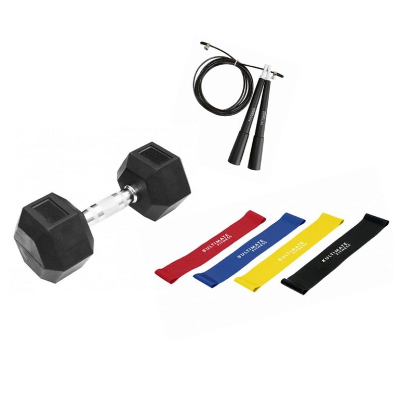 4 Bandas de Resistencia+Mancuerna5kg+Cuerda Salto