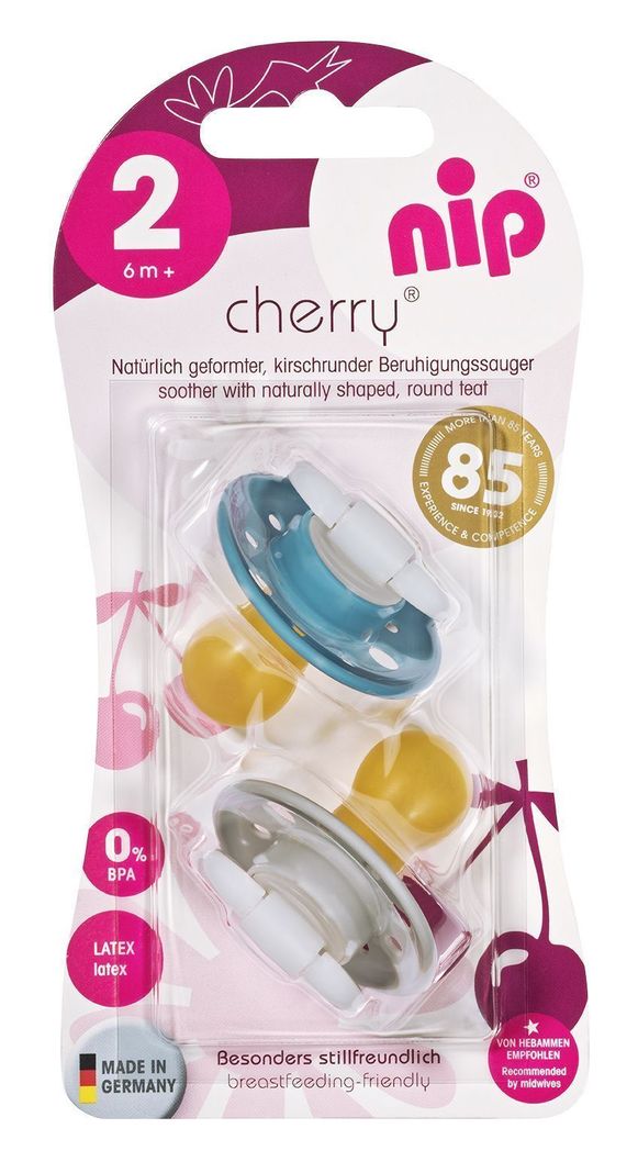  Chupete Cherry látex Azul-Gris 6+ meses NIP-0