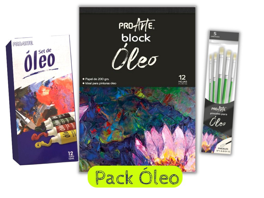 Super Pack Óleo, 12 Tubos, 5 Pinceles y 1 Block de 12 Hojas-0