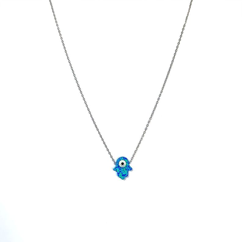 Collar Mano Fátima Ópalo Plata Fina 925-0
