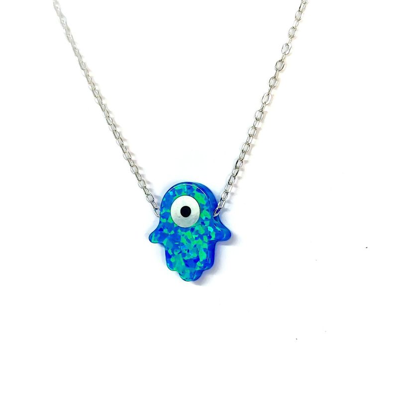 Collar Mano Fátima Ópalo Plata Fina 925-1