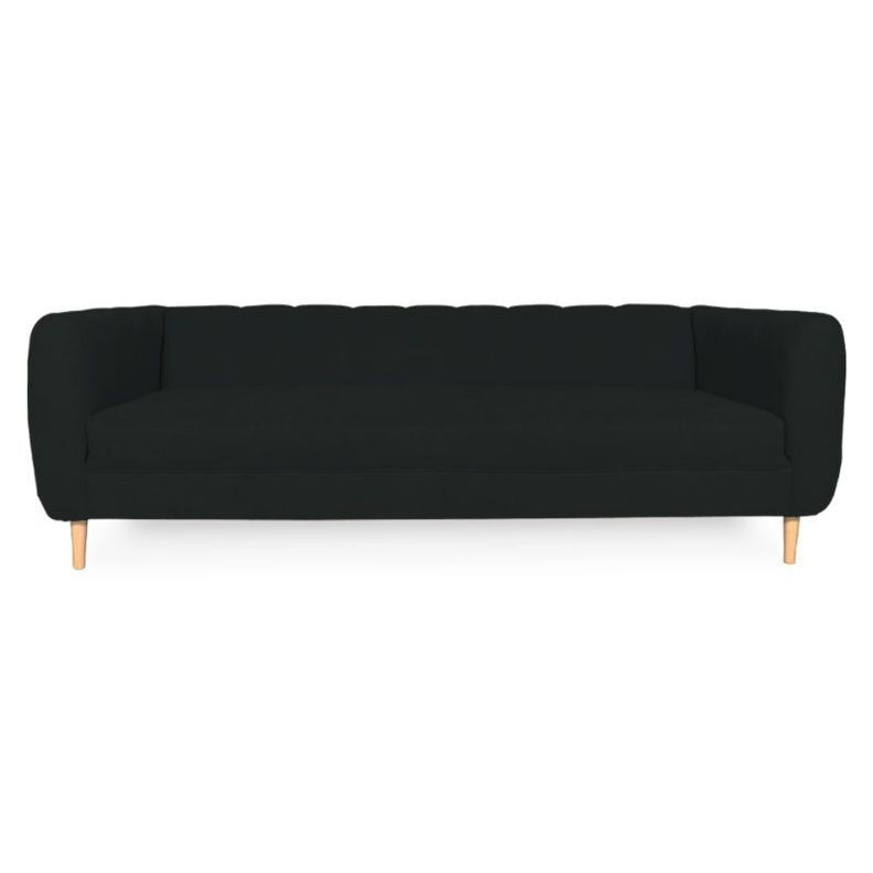 Sofa Lynette Chenille Tipo Lino Grafito 3 Cuerpos