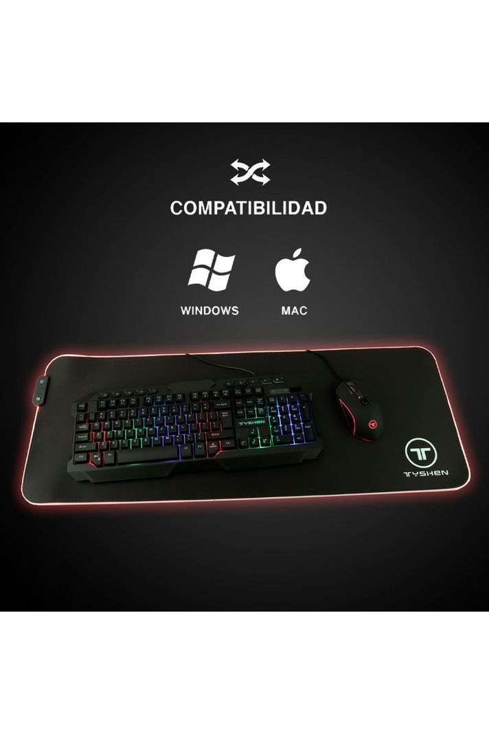 Mouse Pad Gamer Luces Led RGB 30x80 cm Negro-5
