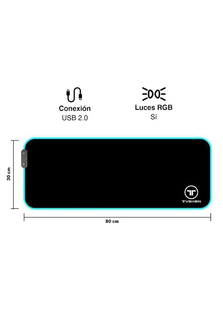 Mouse Pad Gamer Luces Led RGB 30x80 cm Negro-2