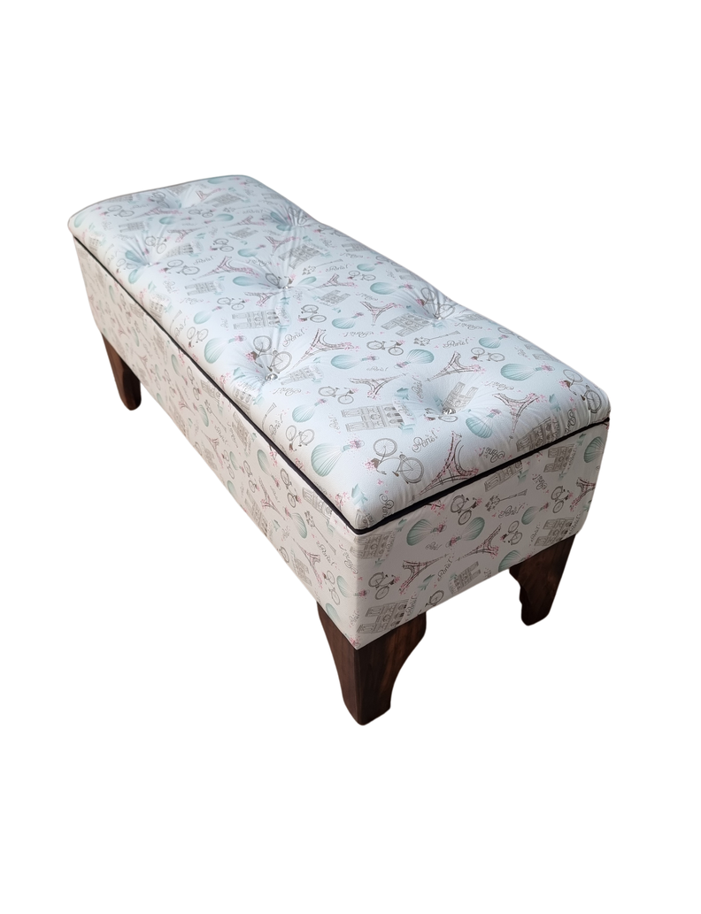 Banqueta  Baúl Botone Paris Turq Eco Cuero Botón Diamante Rimar-2