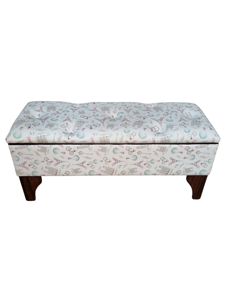 Banqueta  Baúl Botone Paris Turq Eco Cuero Botón Diamante Rimar-0