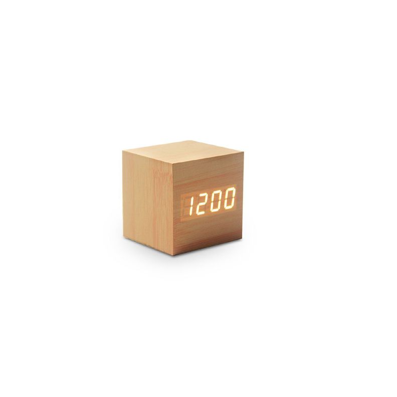 Reloj Despertador Digital Led Bloque de Madera Tecnolab-0