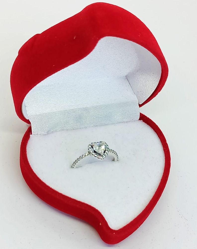 Anillo Plata fina ley S925 Corte corazón Compromiso talla 6-4