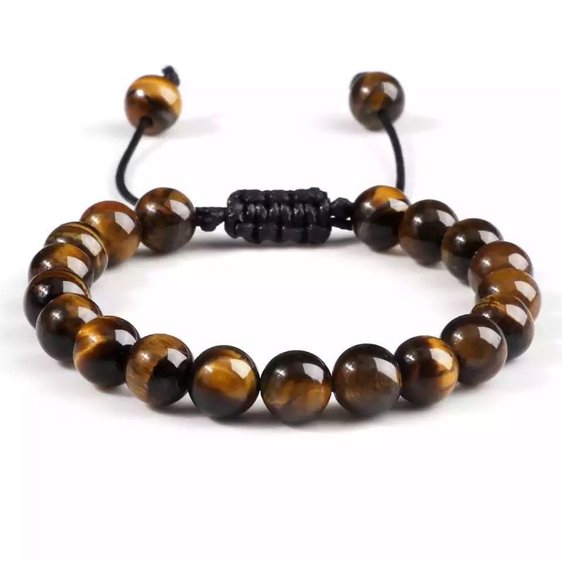 Pulsera De Ojo De Tigre, Pulsera Piedras Ajustable-0
